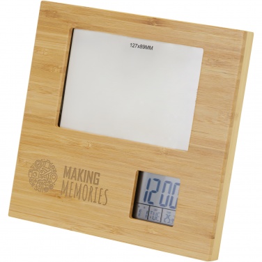 Logo trade advertising products picture of: Sasa bamboo photo frame with thermometer