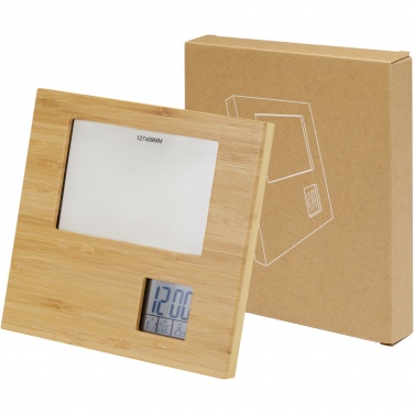 Logo trade promotional giveaways image of: Sasa bamboo photo frame with thermometer