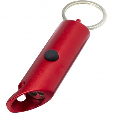 Logotrade promotional gift image of: Flare RCS recycled aluminium IPX LED light and bottle opener with keychain