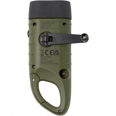 Logo trade advertising products picture of: Helios recycled plastic solar dynamo flashlight with carabiner