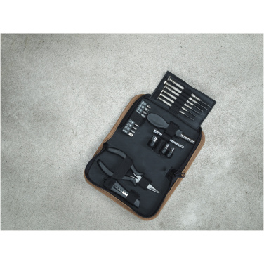 Logotrade corporate gift picture of: Spike 24-piece RCS recycled plastic tool set with cork pouch
