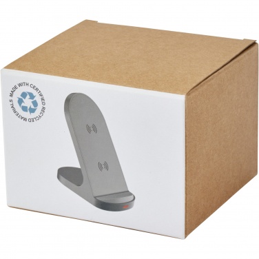 Logo trade corporate gifts picture of: Loop 15W dual coil RCS recycled plastic wireless charging stand