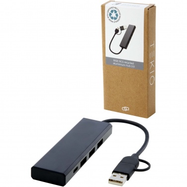 Logo trade promotional gifts image of: Rise RCS recycled aluminium USB 2.0 hub