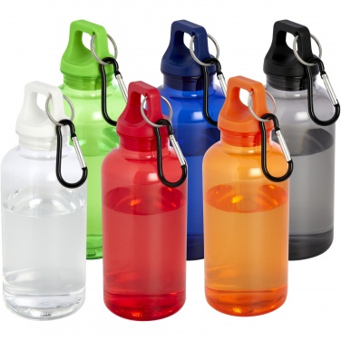 Logotrade advertising product image of: Oregon 400 ml RCS certified recycled plastic water bottle with carabiner