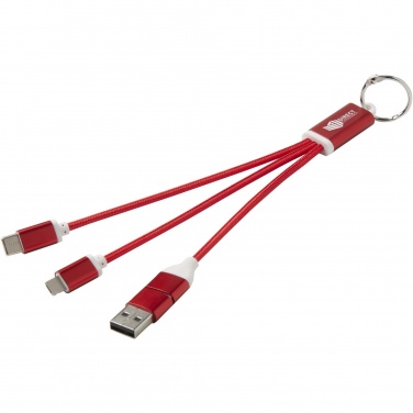 Logo trade promotional products image of: Metal 4-in-1 recycled aluminium charging cable with keychain