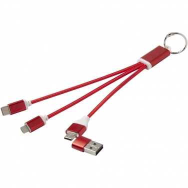 Logo trade promotional products picture of: Metal 4-in-1 recycled aluminium charging cable with keychain