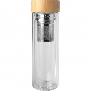 Logotrade promotional gift picture of: Bailey 400 ml borsilicate glass infuser bottle with bamboo lid