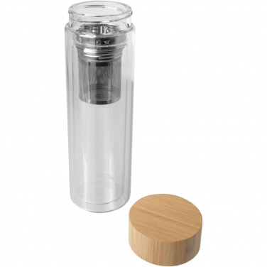 Logo trade promotional item photo of: Bailey 400 ml borsilicate glass infuser bottle with bamboo lid