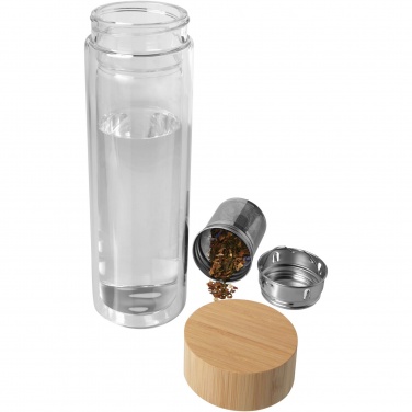 Logotrade corporate gift picture of: Bailey 400 ml borsilicate glass infuser bottle with bamboo lid