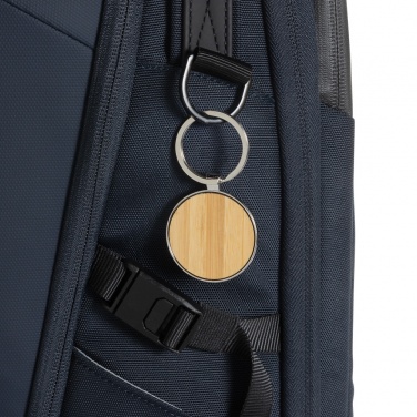 Logotrade corporate gift picture of: RCS recycled zinc alloy round keychain with bamboo