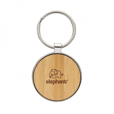 Logotrade promotional item image of: RCS recycled zinc alloy round keychain with bamboo