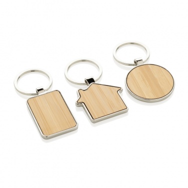 Logotrade promotional merchandise picture of: RCS recycled zinc alloy rectangle keychain with bamboo