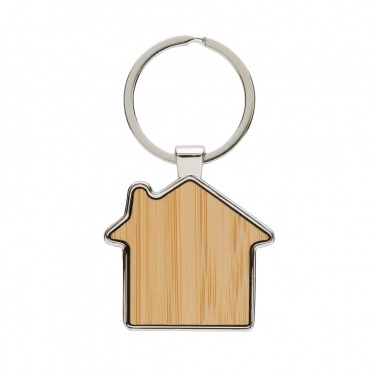 Logotrade promotional item picture of: RCS recycled zinc alloy house keychain with bamboo