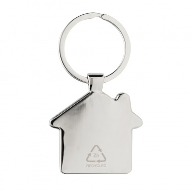 Logo trade promotional gifts image of: RCS recycled zinc alloy house keychain with bamboo