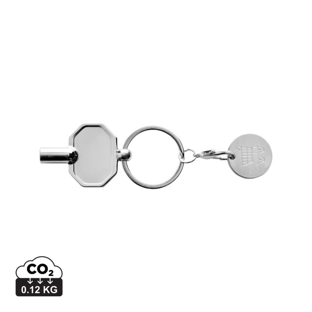 Logotrade promotional merchandise picture of: RCS recycled zinc alloy radiator key keychain with coin