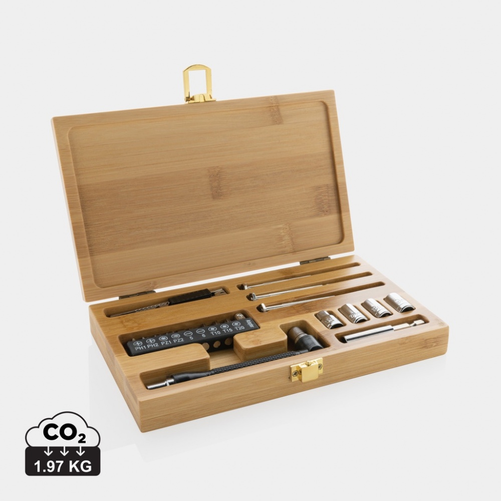 Logo trade corporate gifts image of: Carvine 21 pcs bamboo tool set