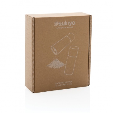 Logo trade promotional giveaway photo of: Ukiyo bamboo salt and pepper mill set