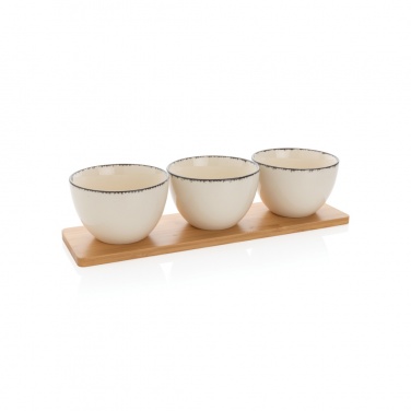 Logotrade promotional giveaway picture of: Ukiyo 3pc serving bowl set with bamboo tray