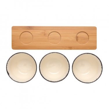 Logo trade advertising product photo of: Ukiyo 3pc serving bowl set with bamboo tray