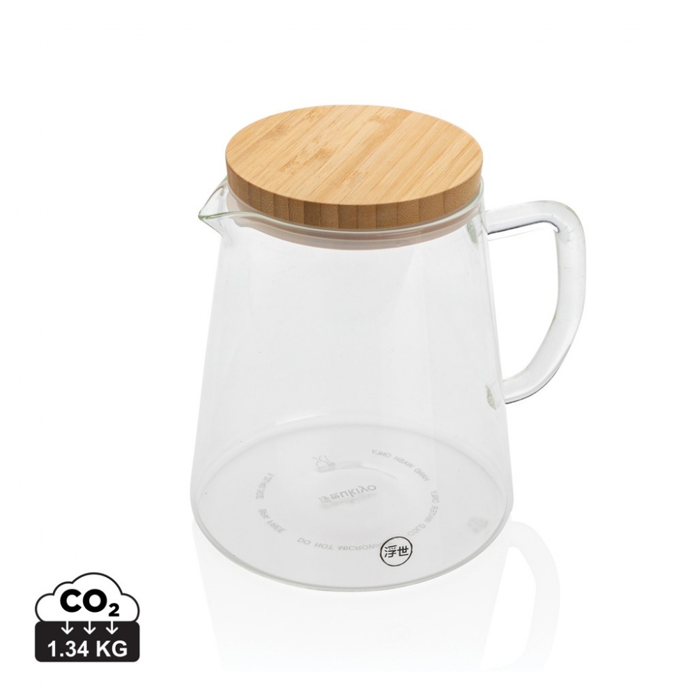 Logo trade advertising products picture of: Ukiyo borosilicate glass carafe with bamboo lid 1.2L
