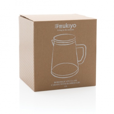 Logo trade advertising products picture of: Ukiyo borosilicate glass carafe with bamboo lid 1.2L
