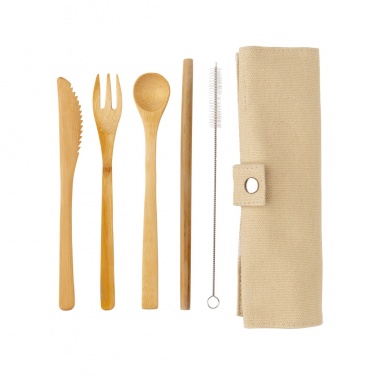 Logo trade promotional items picture of: Reusable bamboo travel cutlery set