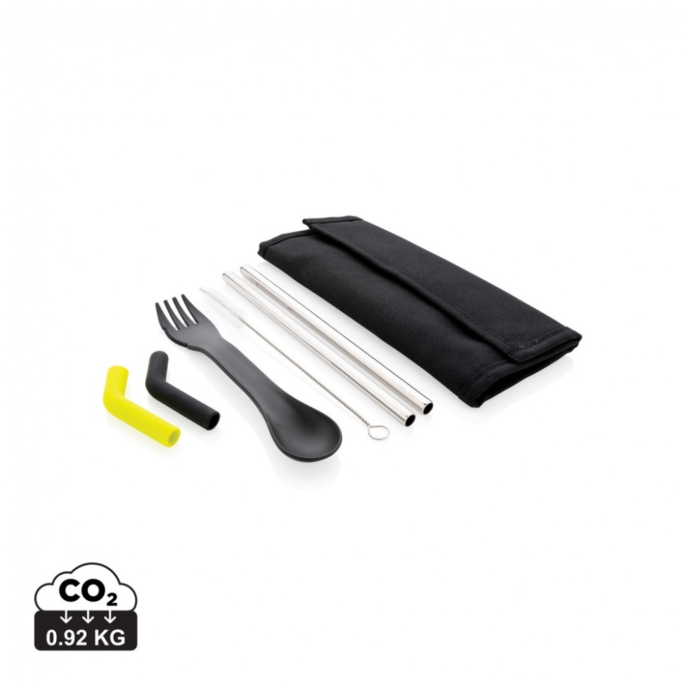 Logotrade corporate gift image of: Tierra 2pcs straw and cutlery set in pouch
