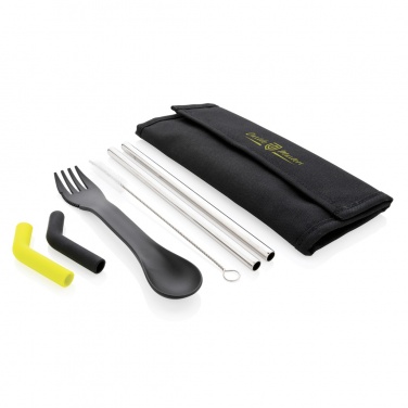 Logo trade promotional products picture of: Tierra 2pcs straw and cutlery set in pouch