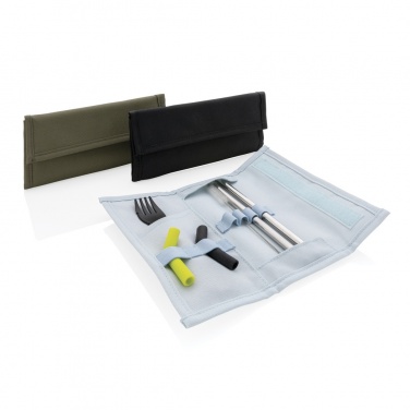 Logotrade promotional giveaway image of: Tierra 2pcs straw and cutlery set in pouch