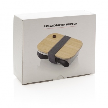 Logo trade business gift photo of: Glass lunchbox with bamboo lid