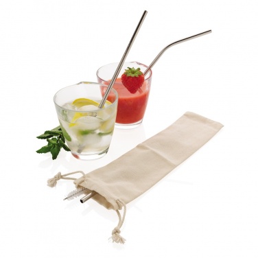 Logo trade promotional gifts picture of: Reusable stainless steel 3 pcs straw set
