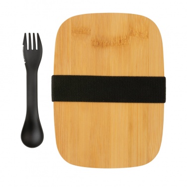 Logotrade corporate gifts photo of: Stainless steel lunchbox with bamboo lid and spork