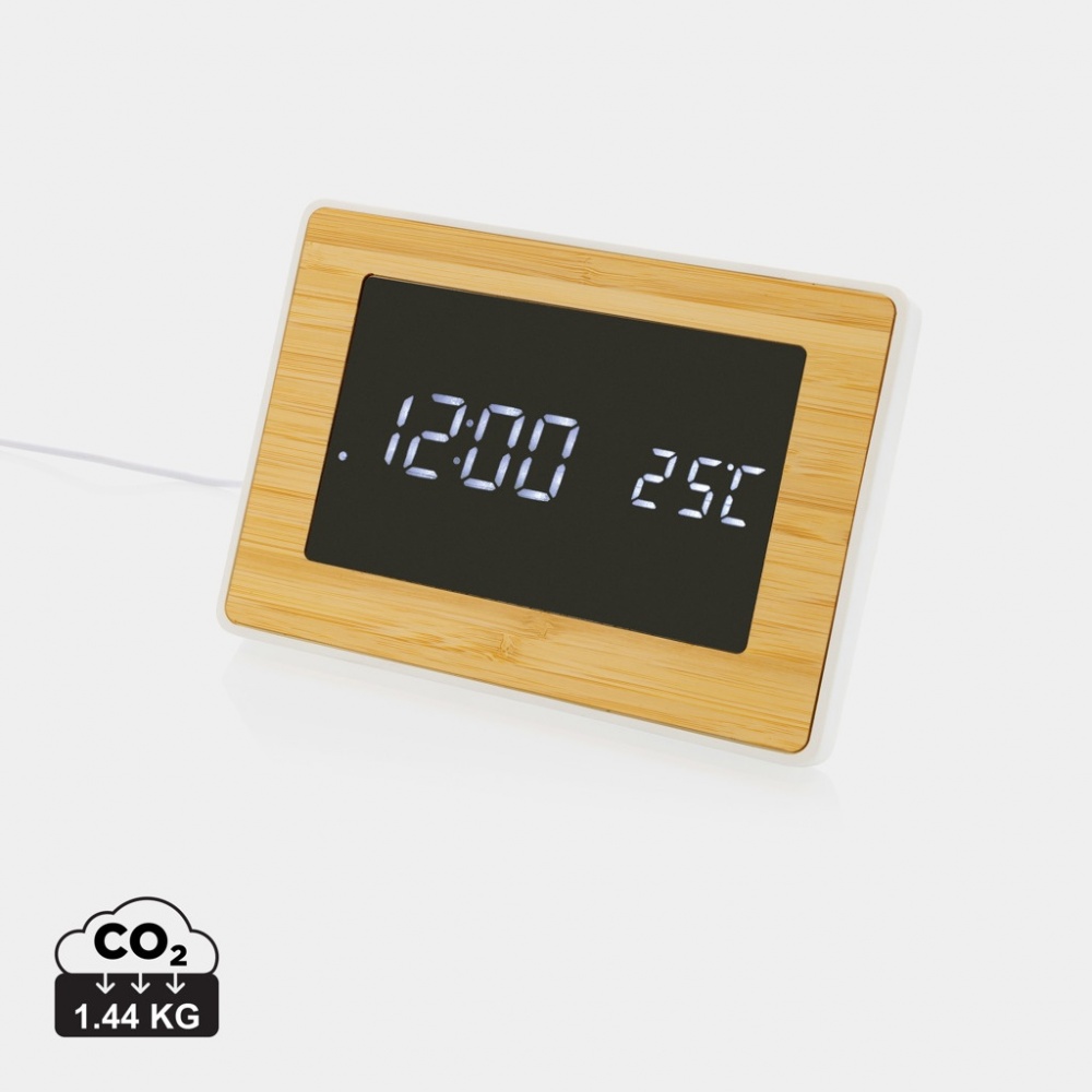 Logotrade promotional item image of: Utah RCS recycled plastic and bamboo LED clock