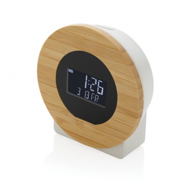 Logo trade advertising products picture of: Utah RCS rplastic and bamboo LCD desk clock