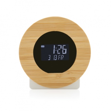 Logo trade advertising products picture of: Utah RCS rplastic and bamboo LCD desk clock
