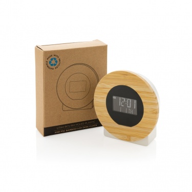 Logotrade promotional item picture of: Utah RCS rplastic and bamboo LCD desk clock