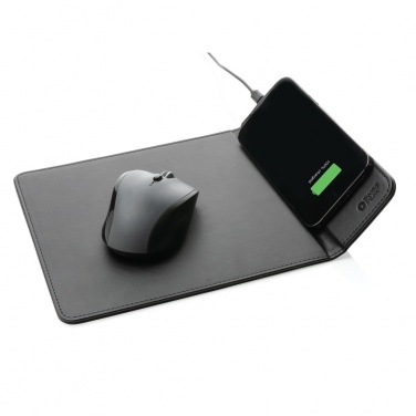 Logo trade corporate gifts picture of: Swiss Peak RCS recycled PU 10W wireless charging mousepad