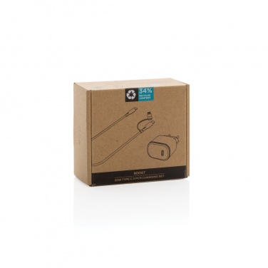 Logotrade corporate gift picture of: Boost RCS reycled PET 20W type C 2 pcs charging set