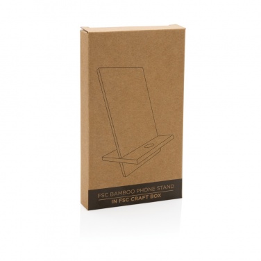Logo trade promotional merchandise picture of: Bamboo phone stand in kraft box
