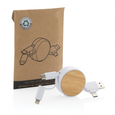 Logo trade promotional gift photo of: RCS recycled plastic Ontario 6-in-1 retractable cable