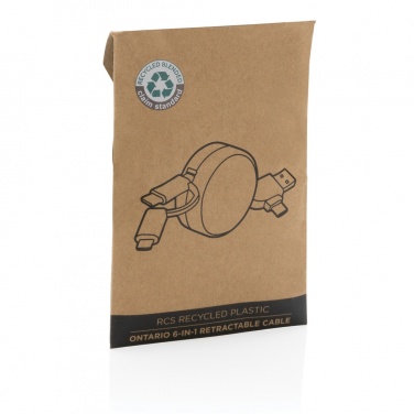 Logo trade promotional gifts image of: RCS recycled plastic Ontario 6-in-1 retractable cable