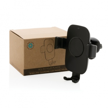 Logo trade promotional gift photo of: RCS recycled plastic 10W wireless charging car holder