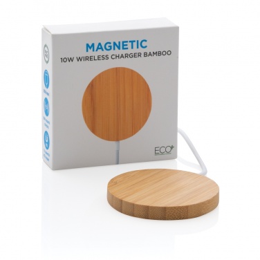 Logotrade promotional gift image of: 10W bamboo magnetic wireless charger