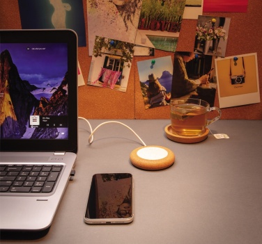 Logo trade promotional gifts image of: Cork and Wheat 5W wireless charger