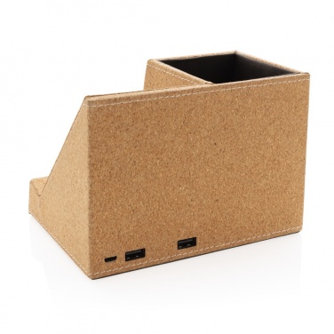 Logotrade promotional products photo of: Cork pen holder and 5W wireless charger