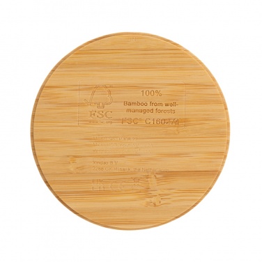 Logo trade promotional gifts image of: Bamboo 5W round wireless charger