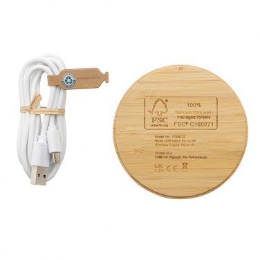 Logotrade corporate gifts photo of: Bamboo 5W round wireless charger