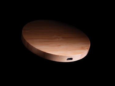 Logo trade advertising products image of: Bamboo 5W round wireless charger
