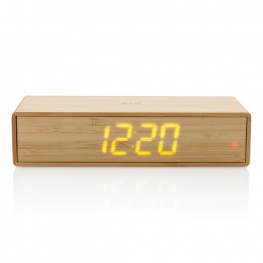 Logo trade advertising products picture of: Bamboo alarm clock with 5W wireless charger