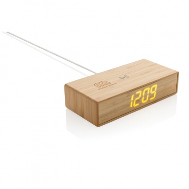Logotrade promotional products photo of: Bamboo alarm clock with 5W wireless charger